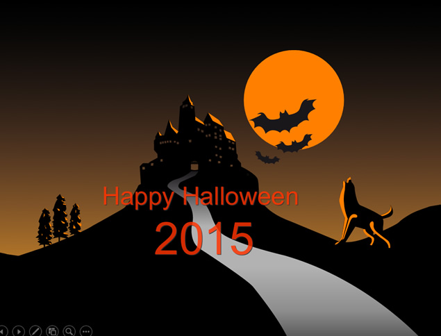 城堡 蝙蝠 狼吼Happy Halloween 万圣节PPT模板